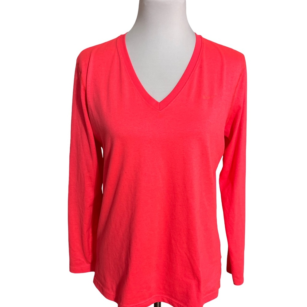 Nike Womens Long Sleeve V Neck Top Bright Pink